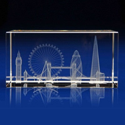 Branded Promotional CRYSTAL GLASS LONDON SKYLINE PAPERWEIGHT OR AWARD Award From Concept Incentives.