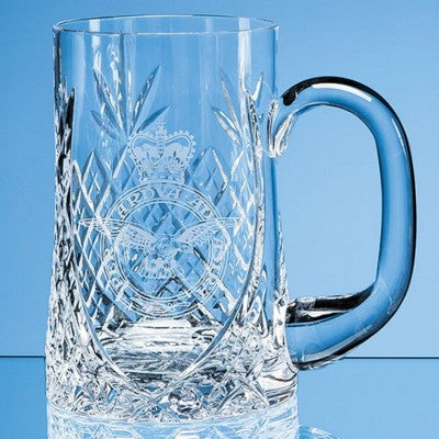 Branded Promotional LEAD CRYSTAL SLOPED PANEL TANKARD Beer Glass From Concept Incentives.