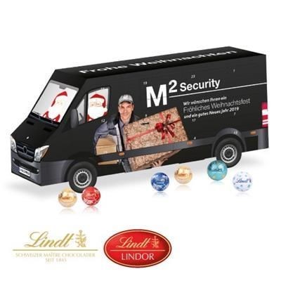 Branded Promotional LINDT PERSONALISED 3D VAN SHAPE ADVENT CALENDAR Calendar From Concept Incentives.