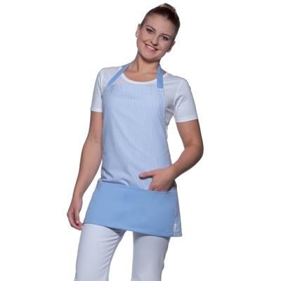 Branded Promotional KARLOWSKY LANZAROTE SHORT STRIPE BIB APRON in Light Blue & White Apron From Concept Incentives.