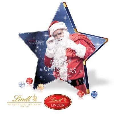 Branded Promotional PERSONALISED LINDT STAR SHAPE ADVENT CALENDAR Calendar From Concept Incentives.