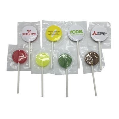 Branded Promotional SMALL FLAT LOLLIPOP Lollipop From Concept Incentives.