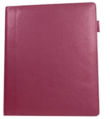 Branded Promotional CHELSEA LEATHER COMB BOUND QUARTO DESK NOTE BOOK WALLET Diary in Burgundy Wallet From Concept Incentives.