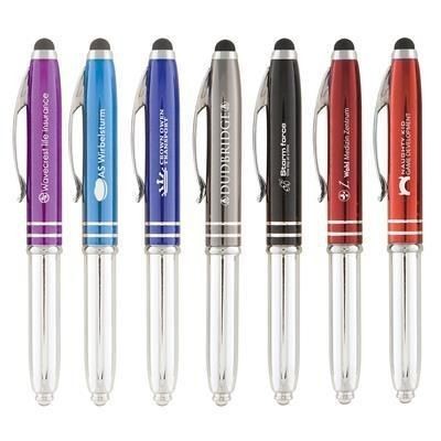 Branded Promotional BRANDO SHINY STYLUS PEN with LED Light & Soft Stylus with Inkjet Print Pen From Concept Incentives.