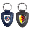 Branded Promotional TEMPLAR SHIELD SHAPE GENUINE LEATHER KEYRING Keyring From Concept Incentives.