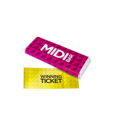 Branded Promotional MIDI FOILED CHOCOLATE BAR with Winning Ticket Insert Chocolate From Concept Incentives.