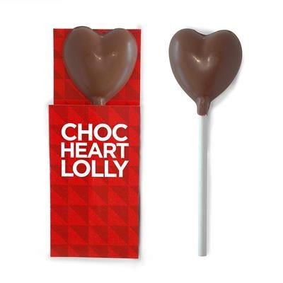 Branded Promotional CHOCOLATE HEART LOLLY Lollipop From Concept Incentives.