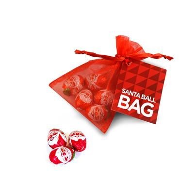 Branded Promotional FATHER CHRISTMAS SANTA ORGANZA BAG Chocolate From Concept Incentives.