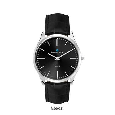 Branded Promotional ULTRA SLIM MATCHING LADIES & GENTS STAINLESS STEEL METAL WATCH in Black Watch From Concept Incentives.