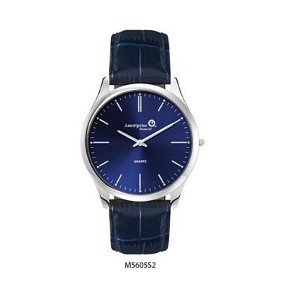 Branded Promotional ULTRA SLIM MATCHING LADIES & GENTS STAINLESS STEEL METAL WATCH in Blue Watch From Concept Incentives.