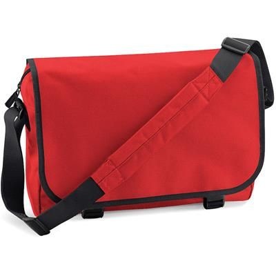 Branded Promotional MARBURY 600D POLYESTER MESSENGER BAG in Red Bag From Concept Incentives.