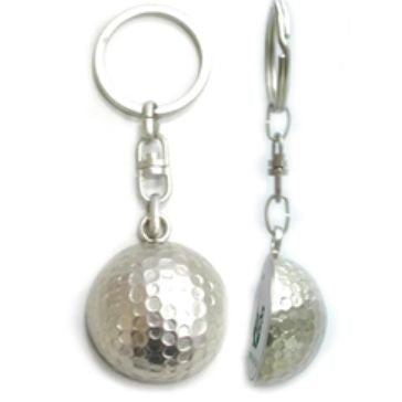 Branded Promotional METAL GOLF BALL KEYRING in Silver Keyring From Concept Incentives.