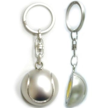 Branded Promotional METAL TENNIS BALL KEYRING in Silver Keyring From Concept Incentives.