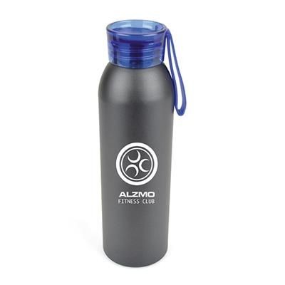 Branded Promotional ECLIPSE METAL SPORTS BOTTLE in Black with Blue Trim Sports Drink Bottle From Concept Incentives.