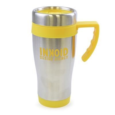 Branded Promotional OREGON TRAVEL MUG in Yellow Travel Mug from Concept Incentives