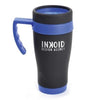 Branded Promotional OREGON BLACK TRAVEL MUG in Blue Travel Mug from Concept Incentives