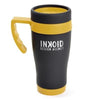 Branded Promotional OREGON BLACK TRAVEL MUG in Yellow Travel Mug from Concept Incentives