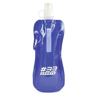 Branded Promotional FOLDING UP BOTTLE in Blue Sports Drink Bottle From Concept Incentives.