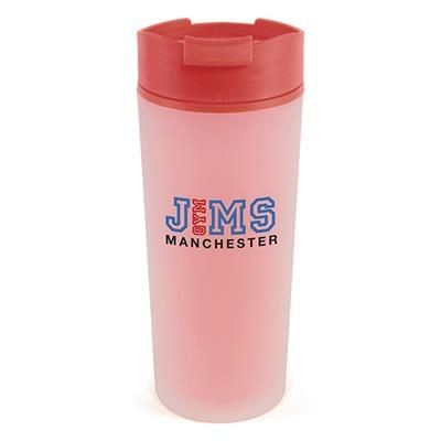 Branded Promotional FROSTY PLASTIC TUMBLER in Red Sports Drink Bottle From Concept Incentives.