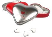 Branded Promotional MINI HEART MINTS TIN in Red Mints From Concept Incentives.