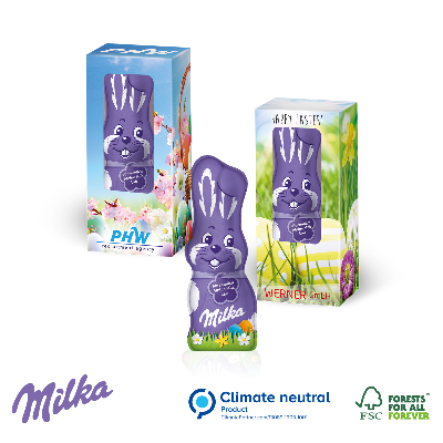 Branded Promotional MILKA BOXED CHOCOLATE EASTER BUNNY RABBIT Chocolate From Concept Incentives.
