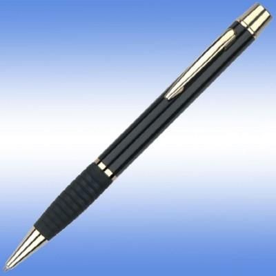 Branded Promotional MELODY BALL PEN in Black with Black Grip & Gold Gilt Trim Pen From Concept Incentives.