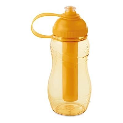 Branded Promotional DRINK BOTTLE 400ML with Freezing Tube in Clear Transparent Orange Sports Drink Bottle From Concept Incentives.