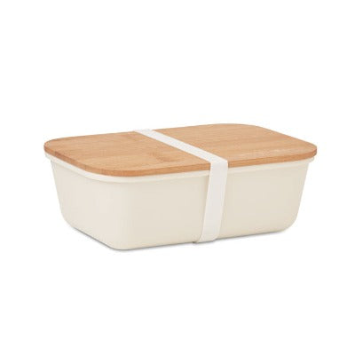 Branded Promotional LUNCH BOX with Bamboo Lid in White Lunch Box from Concept Incentives 
