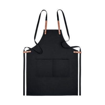 Branded Promotional ORGANIC COTTON APRON 340gsm in Black Apron from Concept Incentives