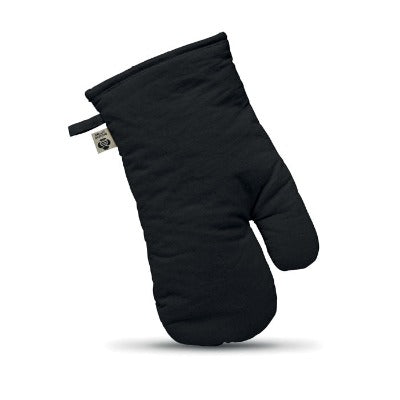 Branded Promotional ORGANIC COTTON OVEN GLOVES in Black Oven Mitts from Concept Incentives