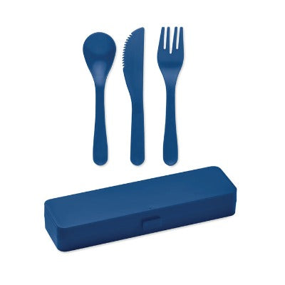 Branded Promotional CUTLERY SET in PP Blue Cutlery Set from Concept Incentives