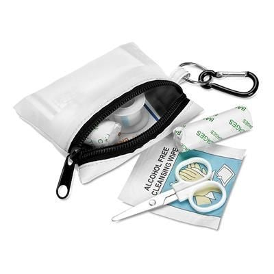 Branded Promotional FIRST AID KIT with Carabiner in White First Aid Kit From Concept Incentives.