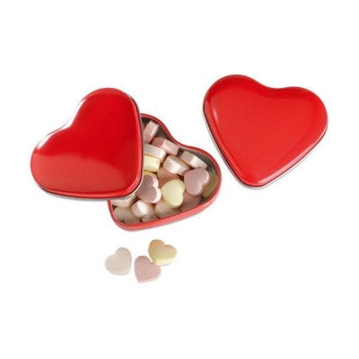 Branded Promotional HEART SHAPE SWEETS TIN in Red Sweets From Concept Incentives.