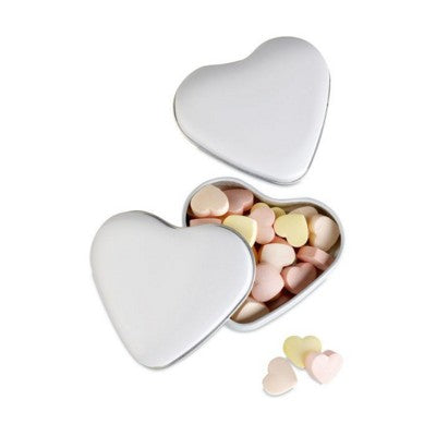 Branded Promotional HEART SHAPE SWEETS TIN in White Sweets From Concept Incentives.