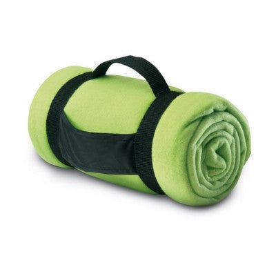 Branded Promotional COMFORTABLE FLEECE PICNIC BLANKET in Lime Green Blanket From Concept Incentives.