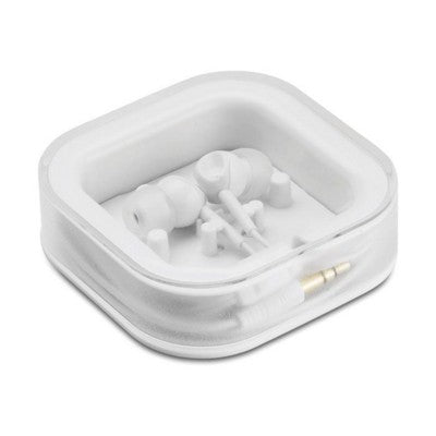 Branded Promotional SILICON COVERED EARPHONES in White Earphones From Concept Incentives.