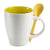 Branded Promotional BICOLOUR CERAMIC POTTERY COFFEE MUG with Colour Matching Spoon in Yellow Mug From Concept Incentives.