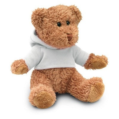 Branded Promotional TEDDY BEAR PLUSH SOFT TOY with Hooded Hoody Sweater in White Soft Toy From Concept Incentives.