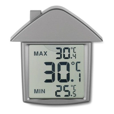 Branded Promotional HOUSE SHAPE THERMOMETER in Matt Silver Thermometer From Concept Incentives.