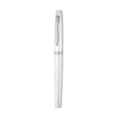 Branded Promotional ANODISED ALUMINIUM METAL ROLLERBALL PEN in Matt Silver Pen From Concept Incentives.