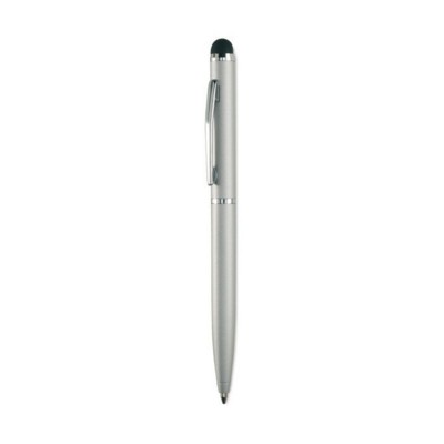 Branded Promotional METAL BALL PEN in Silver with Silicon PDA Stylus Tip Pen From Concept Incentives.