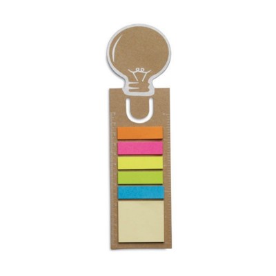 Branded Promotional BOOKMARK RULER in Beige with Adhesive Note Pad & Index Marker Flags Ruler From Concept Incentives.