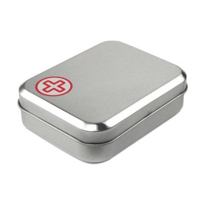 Branded Promotional FIRST AID KIT in Tin Box in Red First Aid Kit From Concept Incentives.