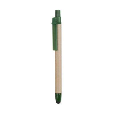 Branded Promotional RECYCLED CARD TOUCH SCREEN STYLUS BALL PEN in Green Pen From Concept Incentives.