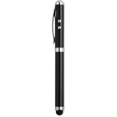 Branded Promotional LASER POINTER MULTI FUNCTION TOUCH BALL PEN in Black Pen From Concept Incentives.