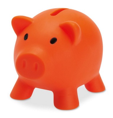 Branded Promotional PIGGY BANK in Orange Money Box From Concept Incentives.