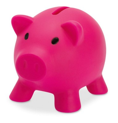 Branded Promotional PIGGY BANK in Fuchsia Pink Money Box From Concept Incentives.