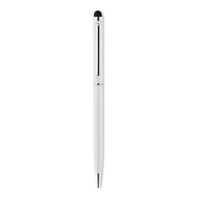 Branded Promotional TWIST AND TOUCH BALL PEN in White Pen From Concept Incentives.