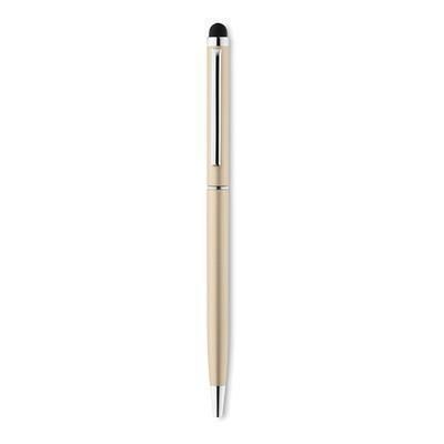 Branded Promotional ALUMINIUM METAL TWIST BALL PEN in Champagne Pen From Concept Incentives.