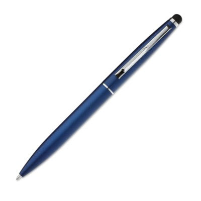 Branded Promotional ALUMINIUM METAL TWIST BALL PEN in Blue Pen From Concept Incentives.
